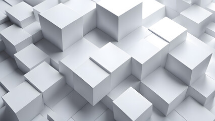 abstract geometric background overlapping white 3d squares 3d rendering cubic minimal composition