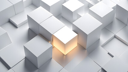 abstract geometric background overlapping white 3d squares 3d rendering cubic minimal composition