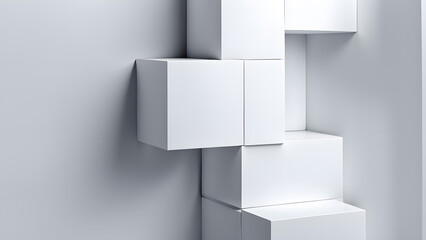 abstract geometric background overlapping white 3d squares 3d rendering cubic minimal composition