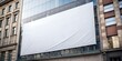 mockup huge white broadsheet on the building at daylight