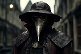 Fototapeta Londyn - Ominous Plague doctor medieval man. Horror fantasy. Generate Ai