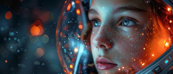 Fototapete - Women's engineering concept. Graphical User Interface (GUI).