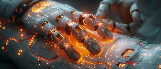 Aufkleber - In the advanced technology field, man uses tools AI, smart robots, artificial intelligence technology, and innovation to connect to the internet and provide access to information and data.