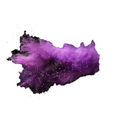 Aufkleber - A set of flowing violet clouds with shimmer isolated on black background. This  realistic set has purple paint powder splashes with glitter particles and sparkles.