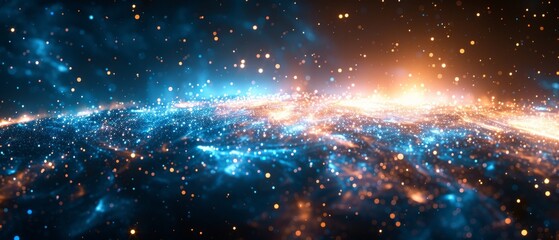 Aufkleber - An abstract background of connected dots on a bright blue background with a technology theme.