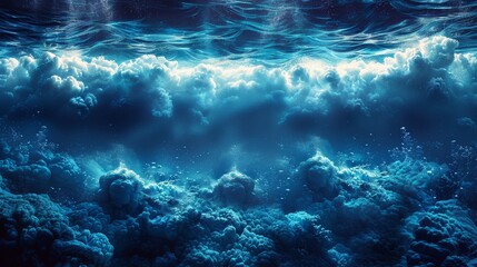 Poster - Deep Abyss Underwater With Blue Sunlight