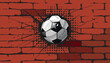 football ball breaking the brick wall