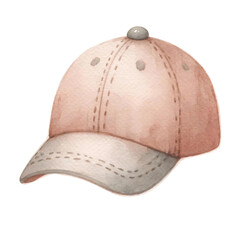 Vintage Watercolor Baseball Cap Illustration
