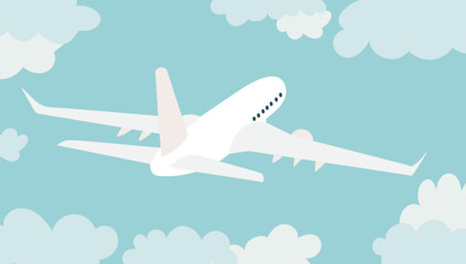 Wall Mural - airplane flying in the sky rear view, vector