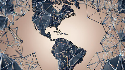  Wireframe connectivity mesh geometric network tech background concept.. AI generated image, ai