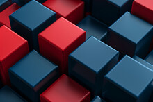 Red And Blue Cubes Pattern For Background