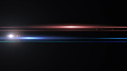 Wall Mural - abstract blue orange optical shine light lens flares motion animation on black background. 4k seamle