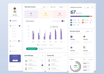 Wall Mural - ui ux infographic dashboard. ui design with graphs, charts and diagrams. web interface template