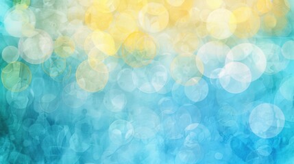 Wall Mural - blue aquamarine background with yellow circles of light. abstract backdrop with bokeh spots.