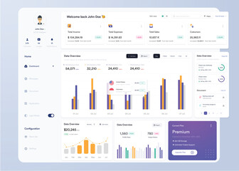 Wall Mural - ui ux infographic dashboard. ui design with graphs, charts and diagrams. web interface template
