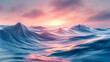 Meer mit Sturm und hohen Wellen im lilalen Abendlicht im Querformat für Banner, ai generativ