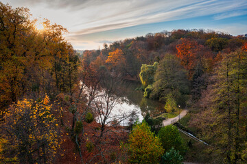 Fototapete - Beautiful autumn in the park of Gdansk Orunia. Poland