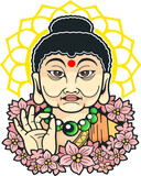 Fototapeta Dinusie - legendary buddha with flowers, design illustration