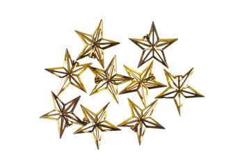 Sticker - decorative golden holiday stars isolated on white background