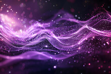 Abstract Background With Glowing Lines, Digital Abstract Background Featuring Dynamic Purple Particles Forming A Captivating Wave Pattern, Generative Ai