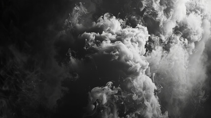 Wall Mural - Transparent smoke shapes against black background