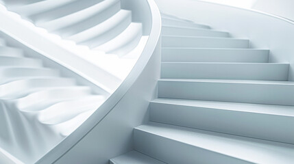 Sticker - A spiral staircase with white steps. The staircase is very tall and narrow