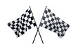 © Sanit - win winner checkered flag Black and white waving on  on post sign of final round end of line racing motor sport competition game. checkered flag isolated on white background. This has clipping path.
