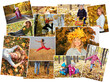© Pavel Losevsky - Collage with two woman and three children in autumn leaves, outdoor