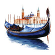 Venice Gondola Print Clipart isolated on white background