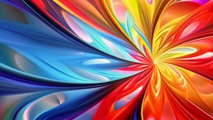 Leinwandbilder - Colorful Abstract Background with Geometric Lines and Floral Patterns in Pink and Blue, Illustration of Psychedelic Fractal Design