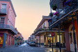 Fototapeta Las - New Orleans French Quarter street at dusk