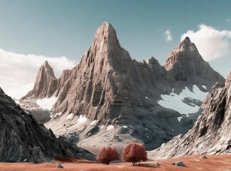 Sticker - Mountains 3D Rendering Illustration Design Background/Wallpaper