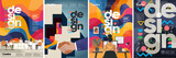 Fototapeta Kosmos - Design, creativity and business. Vector modern abstract  geometric illustration of advertising agency, graphic design at computer at work, handshake, creative office for poster, flyer or background