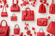 set off red bags with white background
