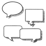 Fototapeta Dinusie - illustration of a collection of comic style speech bubbles drawn in pencil