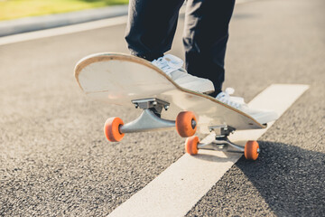 Wall Mural - Skateboarder skateboarding outdoors in city