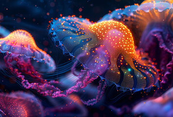 Glowing Jellyfish with Neon Dot Patterns