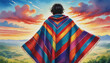 Watercolor Illustration Of Mexican Serape Poncho Background