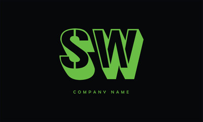 Naklejka na meble SW, WS, S, W Abstract Letters Logo Monogram