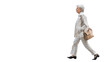© millenius - The modern elderly woman walks with a light gait. PNG file of isolated cutout object on transparent background.