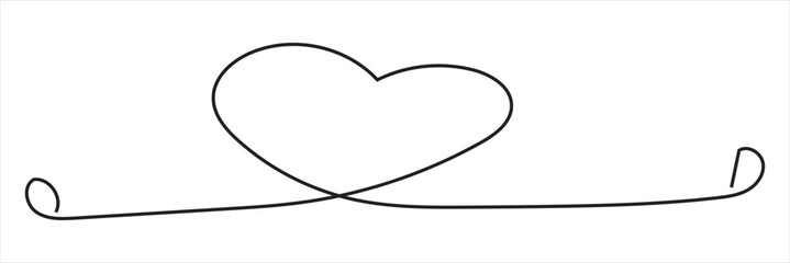 Wall Mural - Hand drawn heart line art banner . isolated on white background.