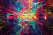Fraktale Geometrie in Neonfarben: Kreative Illustration abstrakter Muster