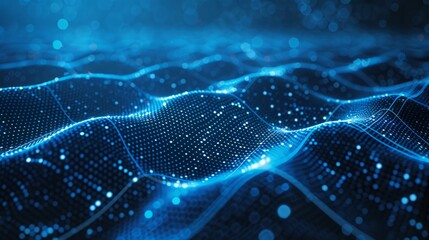 A fluid formation of hexagons rippling across a digital ocean, capturing the dynamic nature of data flowcosmic scale