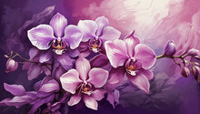 Orchid Purple Fading Into Violet And Amethyst Shades. Enchanting Mystical Aura With Ethereal Wisps.