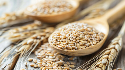 wheat in a wooden spoon