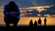 © DesignVectX - Family tension silhouetted against a dramatic sunset