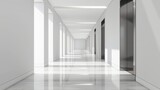 Fototapeta Przestrzenne - Empty White modern corridor in building interior