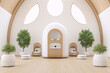 3d rendering, interior design, futuristic, architecture, wood, white, green