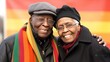 Happy smiling of LGBT senior couple, parade, pride day, rainbow flag, concept of equal, banner