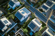 Vue d'un lotissement de maisons équipées de panneaux solaires photovoltaique